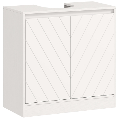 HOMCOM Meuble Sous-Lavabo 60x30x59,8cm Blanc 2 Portes Ajustables