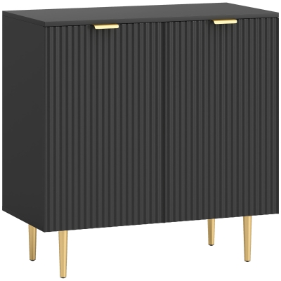 HOMCOM Buffet Cuisine Noir 80x40x80cm 2 Portes Pieds Métalliques