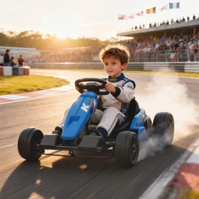 AIYAPLAY 24V Elektrisches Go-Kart, Drift-Modus, verstellbarer Sitz, 5-Punkt-Sicherheitsgurt, Musikfunktion, 6-12 Jahre Blau