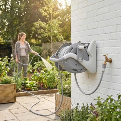 Outsunny Wall-Mounted Portable Hose Reel 20+2m Grey