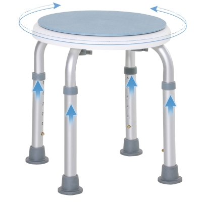 HOMCOM 360° Swivel Shower Stool Aluminium Adjustable Blue
