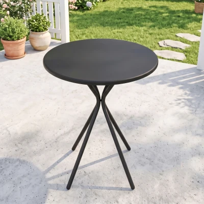 Outsunny Table Ronde Ø60cm Acier Noir Intérieur/Extérieur