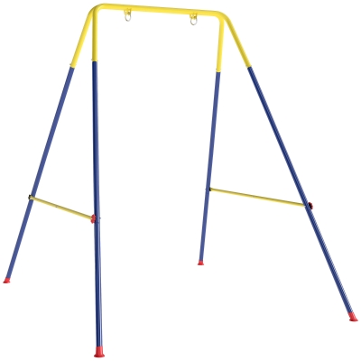 AIYAPLAY Inklapbaar schommelrek met A-frame, 2 haken, 4 grondankers, geschikt voor kinderen van 9 maanden tot 8 jaar, 128x155x157 cm, blauw