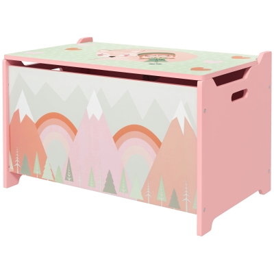 ZONEKIZ Aufbewahrungsbox mit Stauraum, Spielzeugkiste mit Deckel-Sicherheitsscharnier, niedlichem Tierdesign, 60 x 37 x 39 cm, Rosa