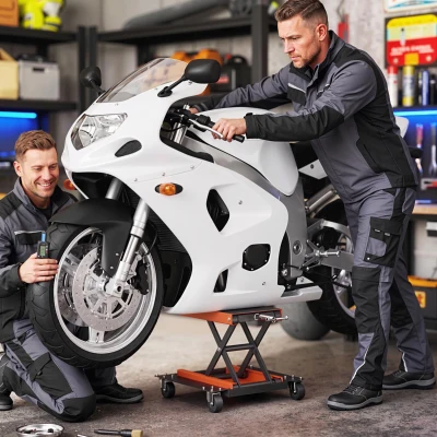 HOMCOM Motorfietslift 500 kg Capaciteit 135-390 mm Verstelbare Hoogte Staal Oranje