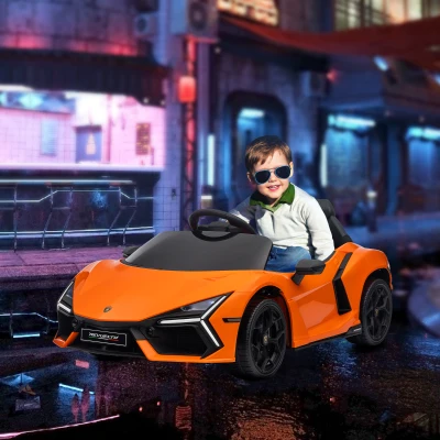 AIYAPLAY Elektrische kinderauto voor 3-5 jaar, soepele aandrijving, bestuurbaar met afstandsbediening, met toeter, kunststof en staal, Oranje