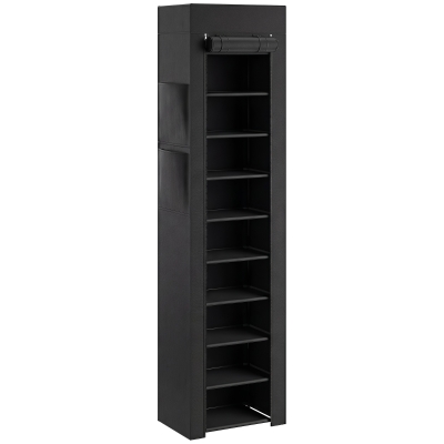 HOMCOM Meuble à Chaussures 10 Étagères 20 Paires Noir 45x175 cm