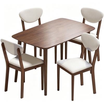 HOMCOM Ensemble Table Salle à Manger 4 Chaises Rembourrées Crème