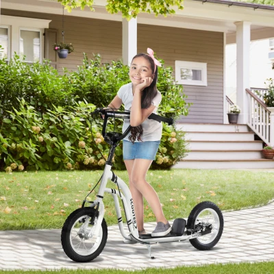 HOMCOM step kinderscooter scooter stadsscooter luchtbanden verstelbaar wit