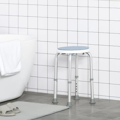 HOMCOM Tabouret Douche Pivotant 360° Hauteur Réglable Aluminium