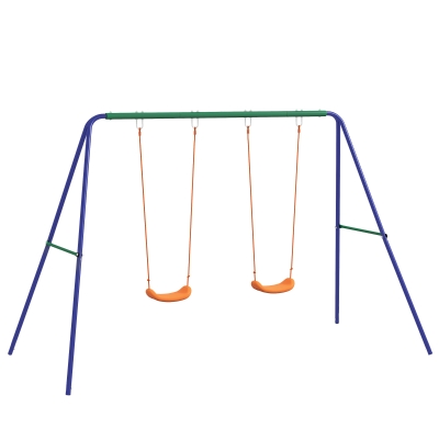 Outsunny Balançoire Enfants 2 Sièges Métal 90kg Multicolore