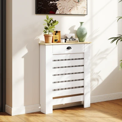 HOMCOM Cubre Radiadores de MDF con Cajón Cubierta para Radiador para Salón Dormitorio Pasillo 78x19x95,5 cm Blanco