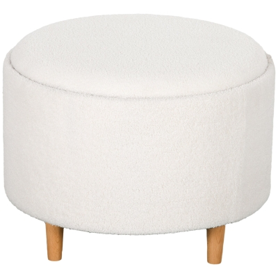 HOMCOM Hocker Polsterhocker, Teddyfleece, versteckter Stauraum, umkehrbarer Deckel, 56 cm x 56 cm x 42 cm, Weiß