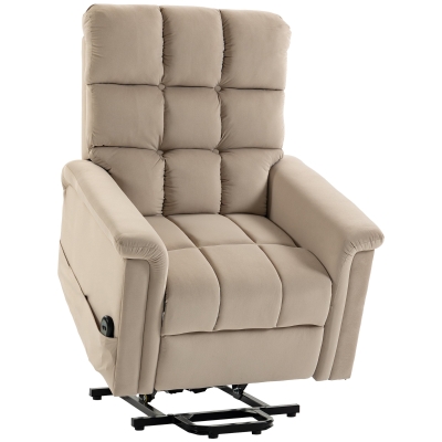 HOMCOM Fauteuil Releveur Électrique Velours Inclinable Marron