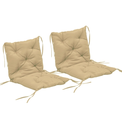 Outsunny 2er-Set Sitzkissen, 98 x 50 cm Stuhlkissen mit Bindebänder, Stoffbezug, 8cm dick Khaki