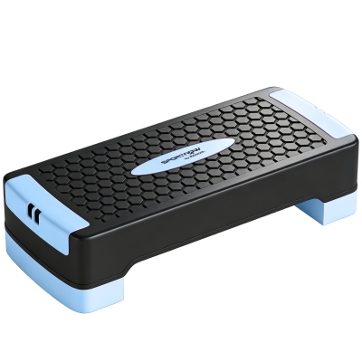 SPORTNOW Plataforma de Step ajustável Fitness Aerobic Stepper com 2 níveis (11/16 cm) 2 bandas de resistência, Tapete Antiderrapante Azul