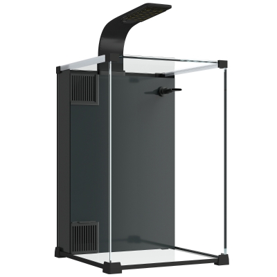 Acvariu 36L cu Lumină LED și Pompă, Negru