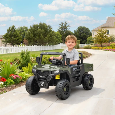 AIYAPLAY Elektrofahrzeug, 2 Motoren, Kofferraum, UTV-Design, Musikfunktion, Grün