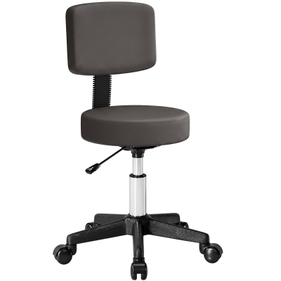 HOMCOM Tabouret Massage Pivotant à Roulettes Dossier Réglable Gris