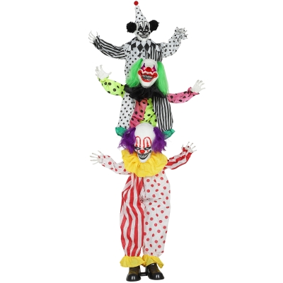Outsunny Stapelbare Halloween-Animatronics-Clowns mit roten leuchtenden Augen für Indoor-Party-Requisiten