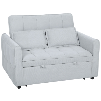 HOMCOM 2-Seater Convertible Sofa Bed Light Grey