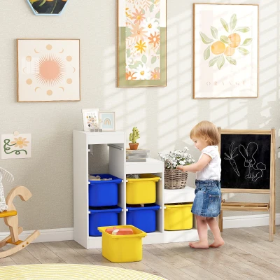 AIYAPLAY Móvel de Arrumação para Brinquedos Infantis com 6 Cestos Removíveis 3 Níveis de Arrumação 96x38,5x90 cm Multicolorido
