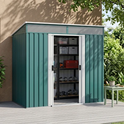Outsunny Metal Shed 6.5x4FT Lockable Green