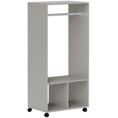 HOMCOM Armoire Penderie 2 Niches 4 Roulettes Pivotantes Gris 60x40x128cm