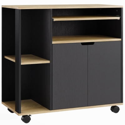 HOMCOM Chariot Cuisine Roulant Armoire Étagères Réglables Noir