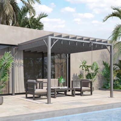Outsunny Pérgola 3x3 m para Jardim com Desenho de Lâminas Superiores Giratórias até 135° Proteção UV 50+ para Pátio Terraço Cinza