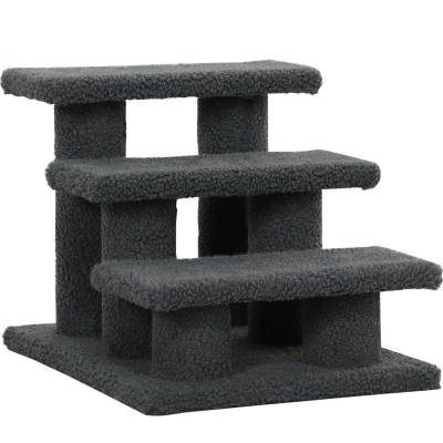 PawHut Escalier 3 Marches Chat Chien 45x35x34cm Gris