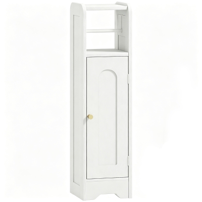 HOMCOM Mobile Porta Carta Igienica in Legno con Armadietto Bianco