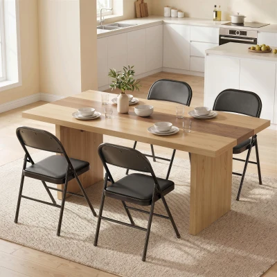 Set 4 Scaune Pliabile – Cu Perne, Negru 45×46×78 cm