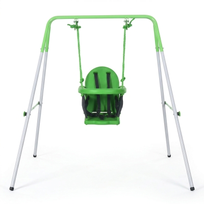Outsunny Balançoire Nid D'oiseau Ronde Avec Tente Amovible 100 Cm 4 Anneaux Inclus Metal Epoxy Oxford Haute Densite Vert Et Bleu 210665495