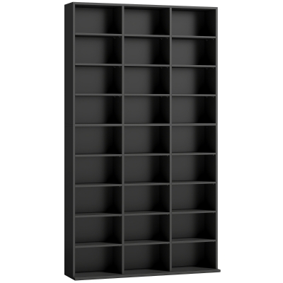 HOMCOM Media Storage Shelf 27 Compartments Adjustable Black