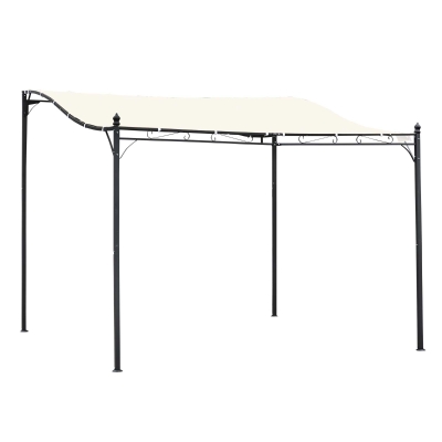 Outsunny Pergola tuinpergola 297x297 cm, Metaal overkapping voor tuin, Creme