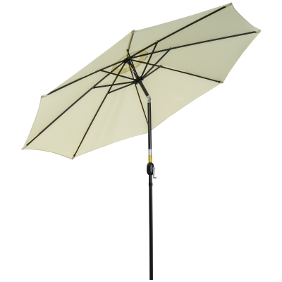 Outsunny Sombrilla de Jardín Ø295x250 cm con Manivela Parasol Exterior con Mecanismo de Inclinación y Poste Desmontable Beige