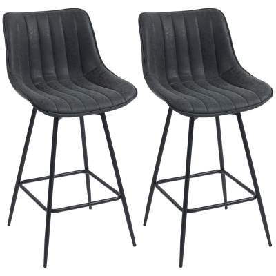 HOMCOM Set van 2 barkrukken – 68 cm draaibaar met rugleuning, geschikt voor kookeiland, eetkamer, zwart