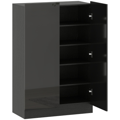 HOMCOM Meuble à Chaussures Noir Brillant 2 Portes 20 Paires