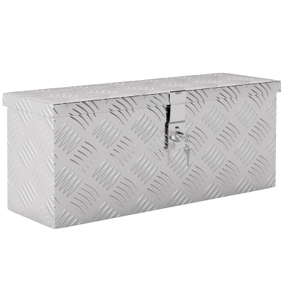 HOMCOM Gerätekasten Aufbewahrungskiste aus Aluminium mit Schloss und Schlüsseln 50 x 15,5 x 20,5 cm