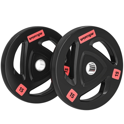 SPORTNOW Juego de 2 Discos de Pesas Olímpicos de 15 kg Agujero 50 mm de Hierro Fundido para Entrenamiento de Fuerza Negro