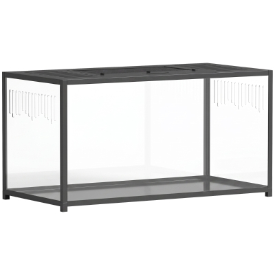PawHut Gaiola para Hamster Habitat para Roedor Vista Panorâmica 360° Estrutura Robusta em Metal Espaço Estanque Profundo 100x50x52,5 cm Preto