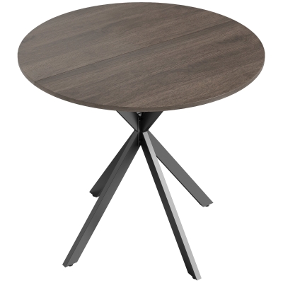 HOMCOM Mesa de cocina redonda, 80 cm, tablero compacto, tablero de partículas, metal, Marrón