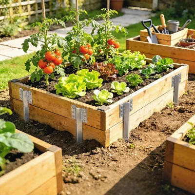 Outsunny 20er-Pack Eisenbahnschwellen-Halterungen, Metall-Garten-Hochbeetpfähle mit Schrauben & Handschuhen