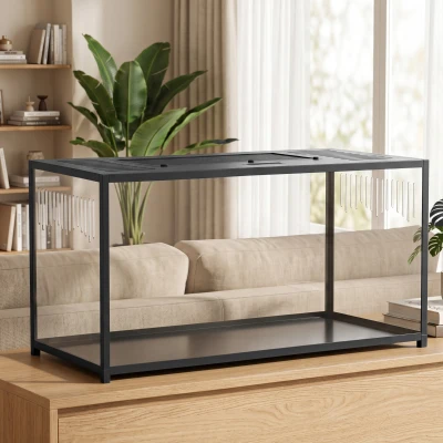 PawHut Cușcă Hamster Habitat Rozătoare Vizibilitate Panoramică 360° Structură Robustă din Metal Spațiu Etanș Adânc 100x50x52,5 cm Negru