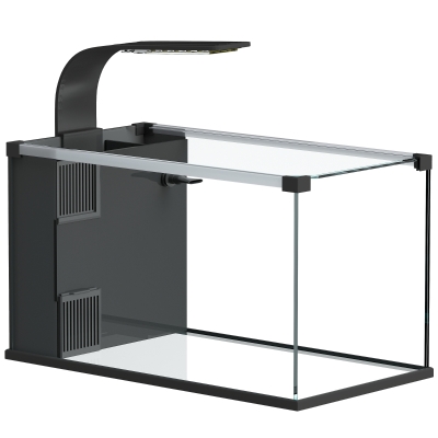 Acvariu 24L din Sticlă cu LED, Negru
