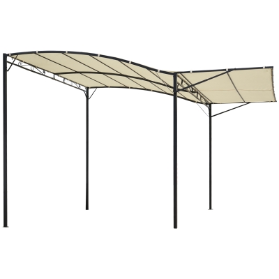Outsunny Pavillon mit klappbarer Dacherweiterung wetterfest 3 x 2,5 m Cremeweiß