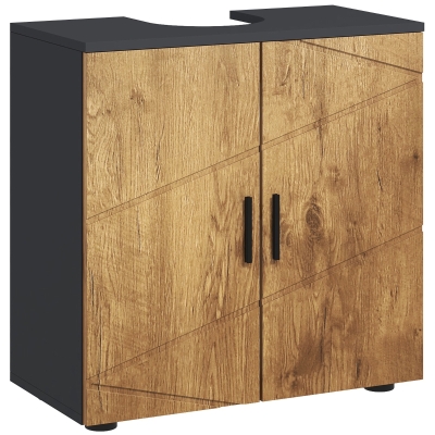 kleankin Mobile Bagno Sottolavabo Colonna a 2 Ante Rovere