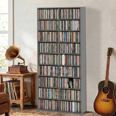 HOMCOM CD Storage Tower 640 Capacity Grey