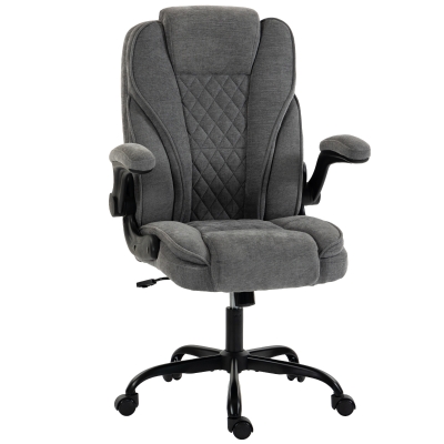 HOMCOM Ergonomic Office Chair Swivel Adjustable Flip-up Arms Grey